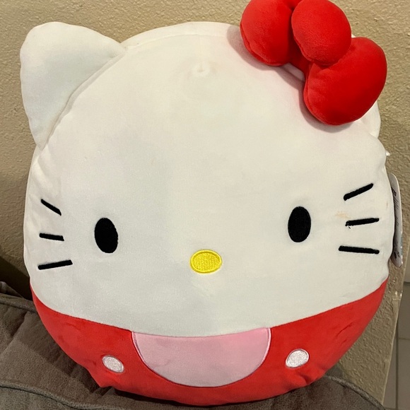 Sanrio Other - Sanrio Hello Kitty Plush Face Pillow in White and Red with Pink Accent